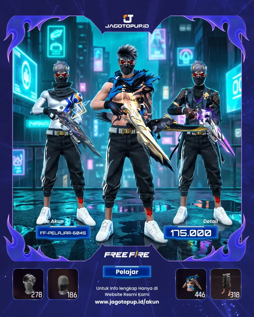 AKUN FF BUNDLE MIDNIGHT SG 3 RASA