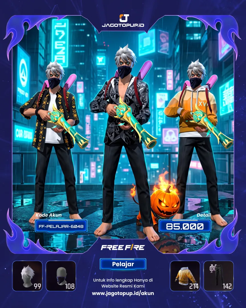 AKUN FF RUSHER GANTENG! SG2 TEROMPET & FULL COLLAB NARUTO/JJK!