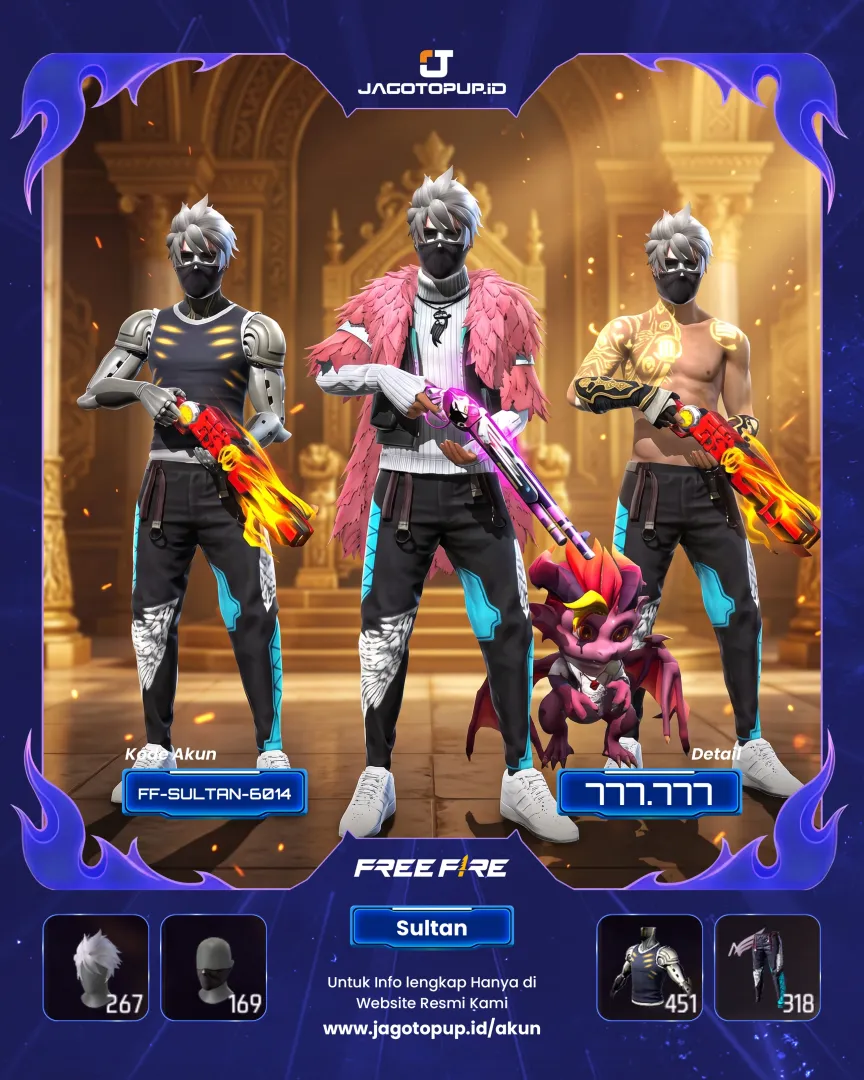 AKUN FF SUPER GANTENG VVIP LV.69! AK47 DRACO LV.6 & SG2 OPM X REPPER! COBRA DANCE & EMOTE MOTOR!🔥