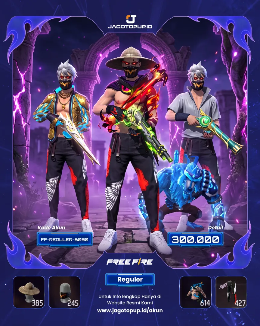 AKUN FF MAX 2 SG 3 RASA VAULT 600+ TOPI JERAMI FF