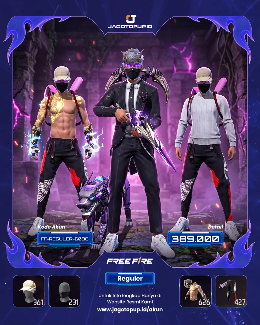 AKUN FF SULTAN VETERAN 8 TAHUN! TATO EMAS + CELANA ANGEL & 100 WEAPON MYTHIC! SG2 EVO