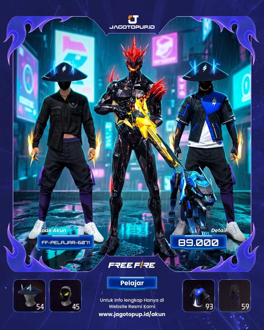 AKUN FF PELAJAR RASA SULTAN LEVEL 65! FULL SET THUNDERBORN MVP + SG2 GOLDEN GLARE! 🔥