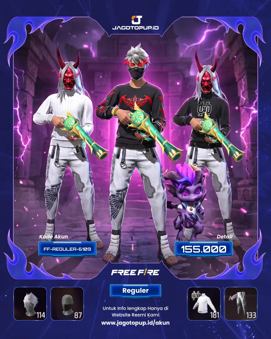 AKUN FF BAJU POLOS PUTIH! RAMBUT KAKASI AK47 EVO OTW MAX SG TROMPET