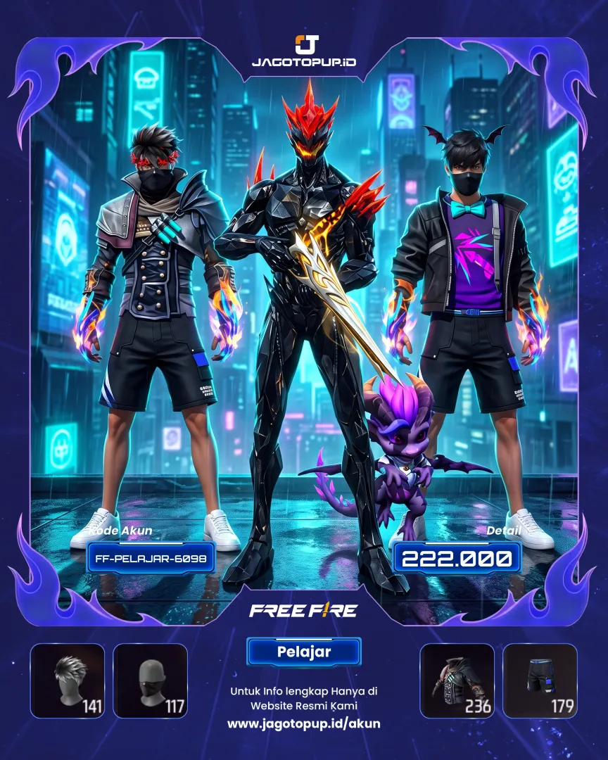 AKUN FF PELAJAR LV.60! STYLE PLAGUE DOCTOR + SG2 GURUN PASIR & 3 EVO GUN! 🔥