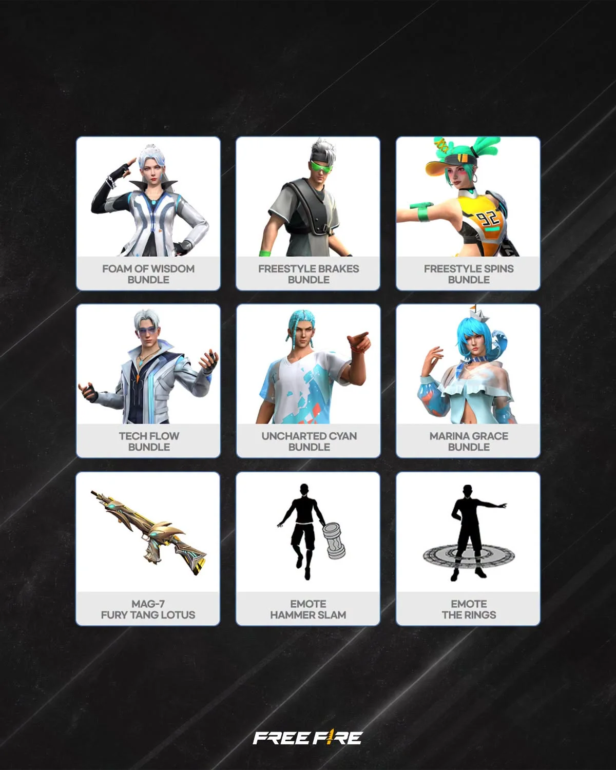 Bundle Kasual Skin MAG-7 Tang Lotus dan Emote FJB Free Fire