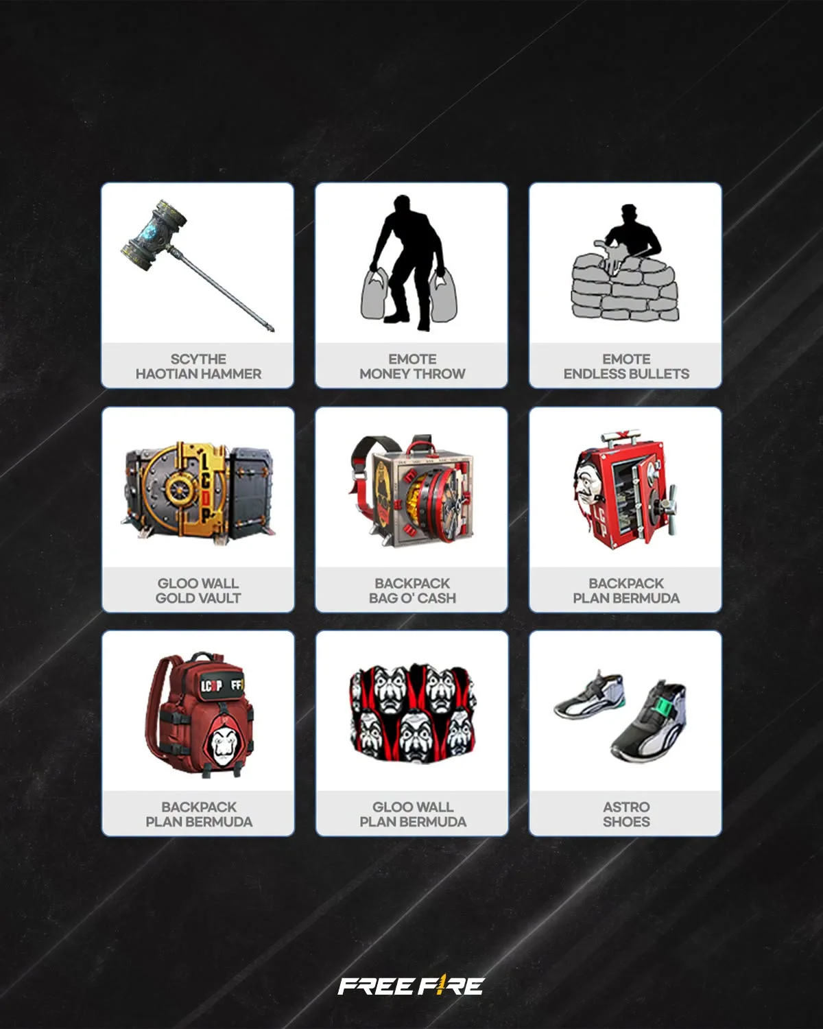 Scythe Haotian Hammer Gloo Wall dan Astro Shoes FJB Free Fire