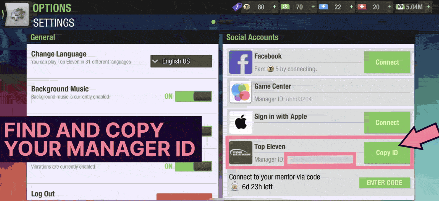 Panduan Letak ID Top Eleven Football Manager
